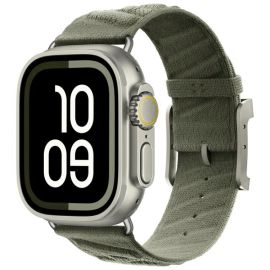 Curea TWILL BAND din nylon pentru Apple Watch 38 / 40 / 41 / Apple Watch 10 / 11 42mm verde închis