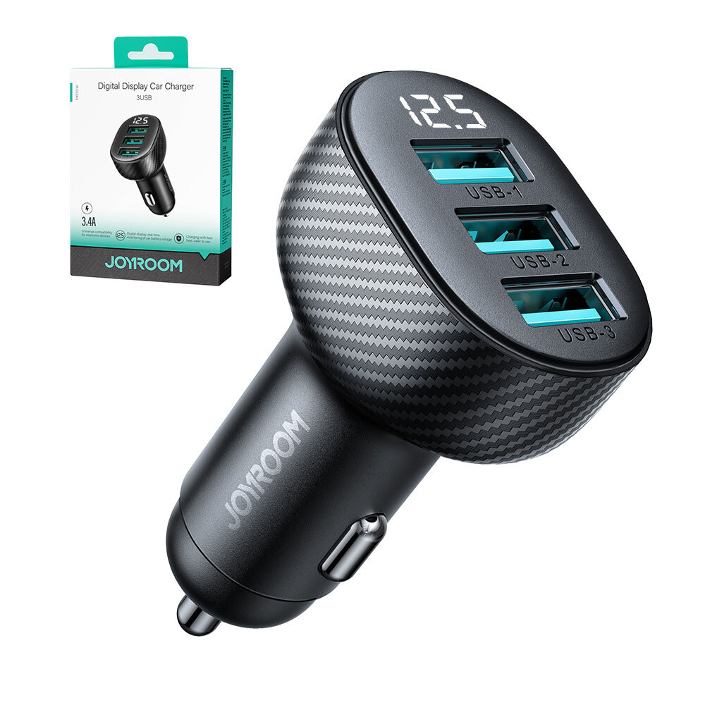 JOYROOM JR-CCD03 3.4A Încărcător auto 3x USB negru